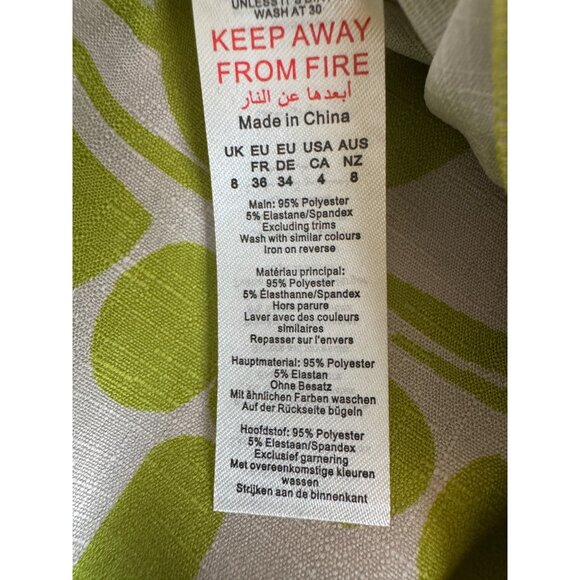 2/$30 NWT 4 Chartreuse Green Fringe Mini Wrap Skirt Abstract Pattern By PrettyLi - Picture 7 of 16
